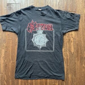 VTG  Saxon 1980 / 81 original UK tour t shirt NWOBHM Strong Arm of the Law